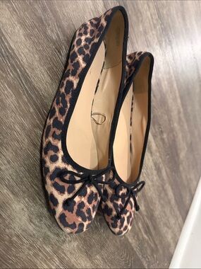 Leopard Print Ballet Flats with Black Trim